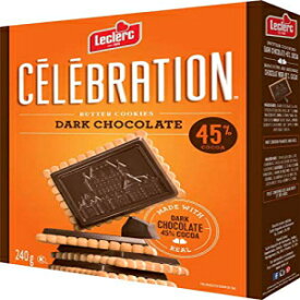 ルクレール セレブレーション ダーク チョコレート バター クッキー 本物のカカオ 45% ダーク チョコレート 240g Leclerc Celebration Dark Chocolate Butter Cookies Made with Real 45% Cocoa Dark Chocolate 240g
