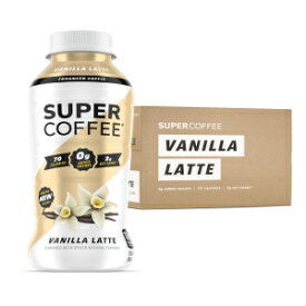Super Coffee, Ready To Drink Iced Coffee, Vanilla Latte (12 Ounce Bottles, Pack of 12) - Low Net Carbs, No Added Sugar, Keto Friendly, 10g of Protein, Low Calorie, Protein Coffee, Smart Coffee