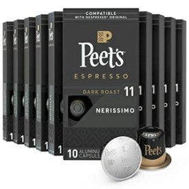 Peet's Coffee, Dark Roast Espresso Pods, Nerissimo Intensity 11, 100 Count (10 Boxes of 10 Espresso Capsules)