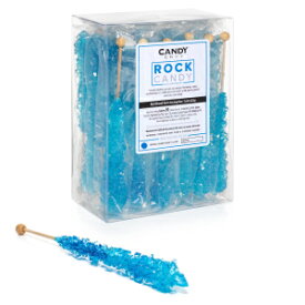 Candy Envy - Blue Rock Candy Sugar Sticks - Blue Raspberry Flavored - 24 Indiv. Wrapped