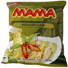 ママラーメン インスタントヌードル グリーンカレー味 (90g - 3.17オンス) - ジャンボパック 20個 Mama Ramen Instant Noodles Green Curry Flavor (90g - 3.17oz) - Jumbo Pack of 20