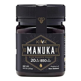 8.8 Ounce (Pack of 1), Kiva Raw Manuka Honey UMF 20+ | MGO 850+ | 100% Pure New Zealand Honey (8.8oz/250g BPA-Free Jar) | UMF and MGO Certified | GMO-Free | Traceable