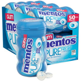 メントス キシリトール入りピュアフレッシュシュガーフリーチューインガム、フレッシュミント、50個（6個パック） Mentos Pure Fresh Sugar-Free Chewing Gum with Xylitol, Fresh Mint, 50 Count (Pack of 6)