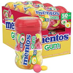 50 Count (Pack of 6), Tropical/ Redfruit & Lime, Mentos Sugar-Free Chewing Gum, Tropical, Red Fruit and Lime, Bulk, 50 Piece Bottle (Pack of 6)