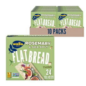 Wasa Rosemary & Sea Salt Flatbread Thins, 6.7 oz (Pack of 10), Crackers, Non-GMO Ingredients