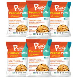 P-nuff Crunch Roasted Peanut Puffs – Shark Tank, Healthy Snacks, Keto, Gluten Free, 20g Vegan Protein per Bag, Gut Health, Low FODMAP, Fit Snacks, For Adults and Kids – 4oz Bag, 6-Pack
