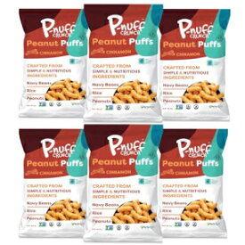 P-nuff Crunch Peanut Puffs – Shark Tank, Healthy Snacks, Keto, Gluten Free, 20g Vegan Protein per Bag, Gut Health, Low FODMAP, Fit Snacks, For Adults and Kids – 4oz Bag, Cinnamon 6-Pack