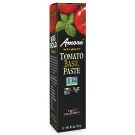 Amore Vegan Basil Tomato Paste In A Tube - Non GMO Certified and Made In Italy 4.5 Ounce (Pack of 12)