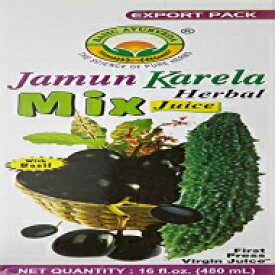 Basic Ayurveda Jamun-Karela Herbal Mix Juice, Indian Blackberry-Bitter Gourd Mix Juice, 16.23 Fl Oz (480ml), Good For Eye, Skin and Healthy Teeth