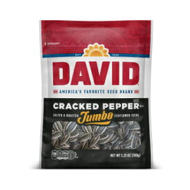 DAVID Seeds Cracked Pepper Flavored Salted and Roasted Jumbo Sunflower Seeds, Keto Friendly Snack, 5.25 OZ Bags, 12 Pack