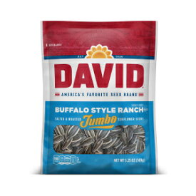 DAVID Seeds Buffalo Style Ranch Flavored Salted and Roasted Jumbo Sunflower Seeds, Keto Friendly Snack, 5.25 OZ Bags, 12 Pack