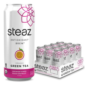 Steaz Organic Unsweetened Iced Green Tea, Passionfruit, 16 OZ (Pack of 12)