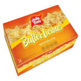 Jolly Time プレミアムフレーバー電子レンジポップコーン、グルテンフリー、グルメバルクボックス、24 個 (バターリシャス、3 オンス (24 個パック)) Jolly Time Premium Flavored Microwave Popcorn, Gluten Free, Gourmet Bulk Box, 24 Count
