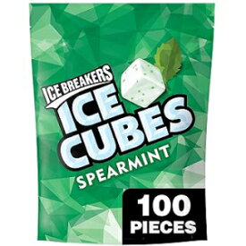 100 Count (Pack of 1), Spearmint, ICE BREAKERS Ice Cubes Spearmint Sugar Free Chewing Gum Pouch, 8.11 oz (100 Pieces)