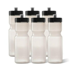 50 Strong Sports Squeeze Water Bottle 6 Pack – 22 oz. BPA Free Easy Open Push/Pull Cap – USA Made (Clear)