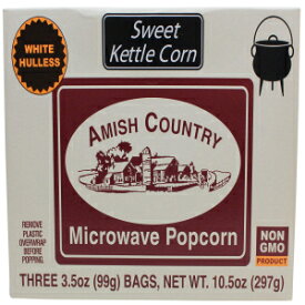 Amish Country Popcorn | Old Fashioned Microwave Popcorn | Non-GMO, Gluten Free, Microwaveable and Kosher (Sweet Kettle Corn, 3 Pack)