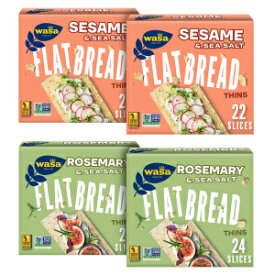 Wasa Flatbread Thins Variety Pack (Pack of 4), Rosemary & Sea Salt and Sesame & Sea Salt, Crackers, Non-GMO Ingredients