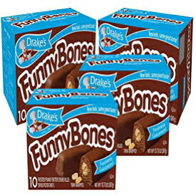Drake's Funny Bones 40 Twin-Wrapped Peanut Creme-Filled Devils Food Cakes (Pack of 4)