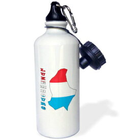 3dRose "The flag of Luxembourg in the outline map of the country and name Luxembourg" Sports Water Bottle, 21 oz, White