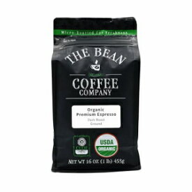 The Bean Organic Coffee Company Premium Espresso, Dark Roast, Ground Coffee, 16-Ounce Bag, Café molido tostado orgánico