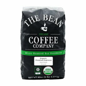 The Bean Organic Coffee Company Premium Espresso, Dark Roast, Ground Coffee, 5-Pound Bag, Café molido tostado orgánico