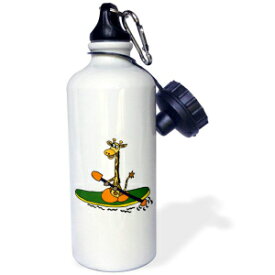 3dRose Funny Kayaking Giraffe Cartoon Sports Water Bottle, 21oz, Multicolored