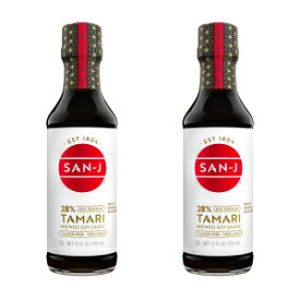 San-J - Gluten Free Tamari Soy Sauce with 28% Less Sodium - Specially Brewed - Made with 100% Soy - 10 oz. Bottles - 2 Pack