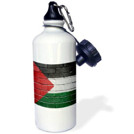 3dRose National Flag of Palestine ted Onto a Brick Wall Palestinian Sports Water Bottle, 21 oz, White