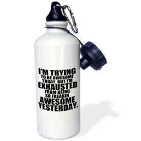 3dRose Im trying to be awesome today Black-Flip Straw Cartoon Sports Water Bottle, 21 oz, Multicolor