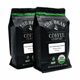 The Bean Organic Coffee Company Water Processed DECAF South America Blend, Medium Roast, Ground Coffee, 16-Ounce Bags (Pack of 2), Café Molido Tostado Orgánico descafeinado