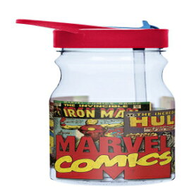 Fad Habit マーベルコミックス 25 オンス トリタン ウォーターボトル フリップアップ注ぎ口とストロー付き Fad Habit Marvel Comics 25 oz Tritan Water Bottle with Flip-Up Spout and Straw