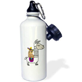 3dRose Funny Cute Sloth with Sombrero Riding White Llama Cartoon Straw Water Bottle