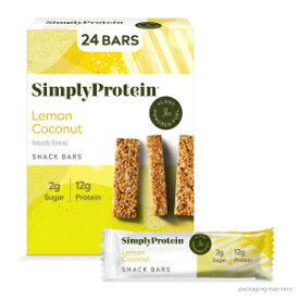 Simply Protein Lemon Coconut Protein Bars, Vegan Protein Bars Low Sugar High Protein, Gluten Free, 24 Pack