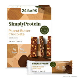 Simply Protein Peanut Butter Chocolate Protein Bars, Vegan Protein Bars Low Sugar High Protein, Gluten Free, 24 Pack