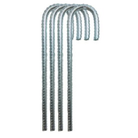 Ashman Rebar Stake Anchor 12 Inches Long (4 Pack), Ideal for Securing Animals, Tents, Canopies, Sheds, Car Ports, Swing Sets. Rust-Resistant and Made of Solid Premium Galvanized/zinc-Coated Metal.