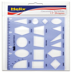 Helix - Geometry Shapes Plastic Drawing Template - 17 Shapes - Translucent & Flexible - 20cm Ruler - Smudge-Resistant - 4 7/8 Inch x 7 13/16 Inch