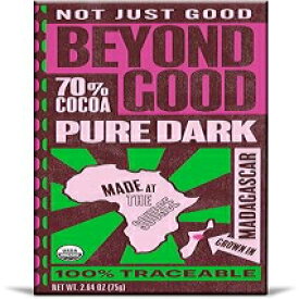 1 Count (Pack of 1), 70% Dark Chocolate, Beyond Good, Organic 70% Madagascar Dark Chocolate Bar, 2.64 Ounce