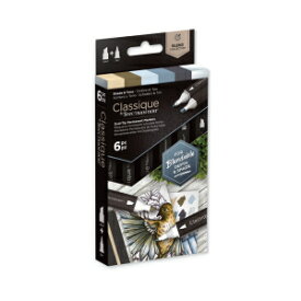 Spectrum Noir Classic Blend アルコール マーカー デュアル ペン先ペン セット - シェード & トーン - 6 本パック Spectrum Noir Classique Blend Alcohol Marker Dual Nib Pens Set-Shade & Tone-Pack of 6
