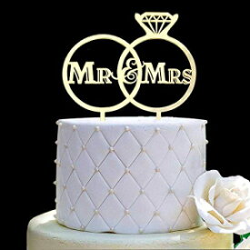 夫妻ケーキトッパー、新郎新婦サイン結婚式、婚約ケーキトッパーデコレーション、ミラーゴールドアクリル Mr and Mrs Cake Topper,Bride and Groom Sign Wedding,Engagement Cake Toppers Decorations,Mirror Gold Acrylic