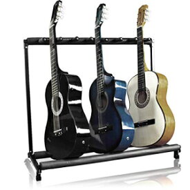 Best Choice Products 7-Guitar Folding Portable Storage Organization Stand Rack Display Decor for Acoustic, Bass, Electric Guitars w/ Padded-Foam Rails - Black