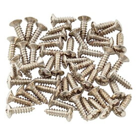 Musiclily 3mm Electric Guitar Bass Pickguard Screws Scratch Plate Mounting Screws for Fender Strat Tele Stratocaster Telecaster Les Paul SG, Chrome (Pack of 50)