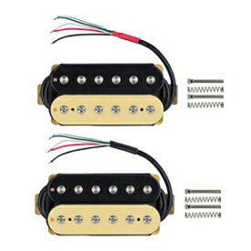 FLEOR エレキギター ハムバッカー ピックアップ ダブルコイル ギター ブリッジ ピックアップ & ネック ピックアップ セット - (ブラック + クリーム) FLEOR Electric Guitar Humbucker Pickups Double Coil Guitar Bridge Pickup & Neck Pic