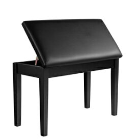SONGMICS Duet Piano Bench with Padded Cushion and Storage Compartment, Piano Chair Seat, 13.4 x 29.1 x 19.7 Inches, Ink Black ULPB75BK