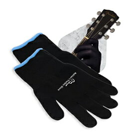 Musician's Practice Glove - 2-Pack Guitar Gloves for Men and Women, Fingertip Protectors for Playing String Instruments, Hand Issues and More, Nylon Thin Gloves for Indoor/Outdoor Gigs, Large, Black
