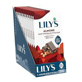 3 Ounce (Pack of 12), Almond Dark Chocolate Bar, LILY'S Almond Dark Chocolate Style No Sugar Added, Sweets Bars, 3 oz (12 Count)