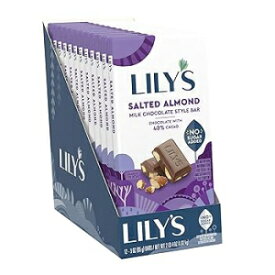 12 Count (Pack of 1), Salted Almond Milk, LILY'S Salted Almond Milk Chocolate Style No Sugar Added, Sweets Bars, 3 oz (12 Count)