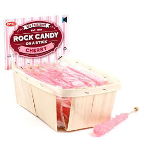 Extra Large Rock Candy Sticks: 18 Pink Cherry Lollipop - Individually Wrapped - Crystal Rock Candy Sticks for Party Favors, Candy Buffet, Birthdays, Weddings, Receptions, Bridal and Girl Baby Shower