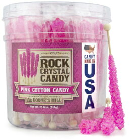 ブーンズミル | ロッククリスタルキャンディスティック | ピンクの綿菓子 | スティック36本 Boone's Mill | Rock Crystal Candy Sticks | Pink Cotton Candy | 36 Sticks