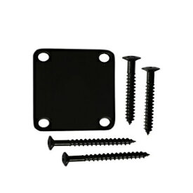 Metallor Guitar Neck Plate Standard 4 Holes with Screws 64 x 51mm Compatible with Strat Tele Style Electric Guitar Jazz Bass Parts Replacement Pack of 1Set Black.