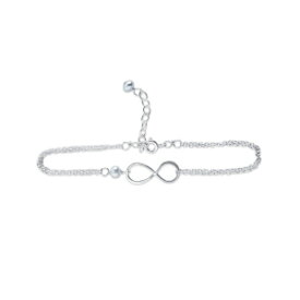 Silver Birthstone Infinity Charm Bracelet - Pearl, Sterling Silver - Handmade June Birthday Gift for Her